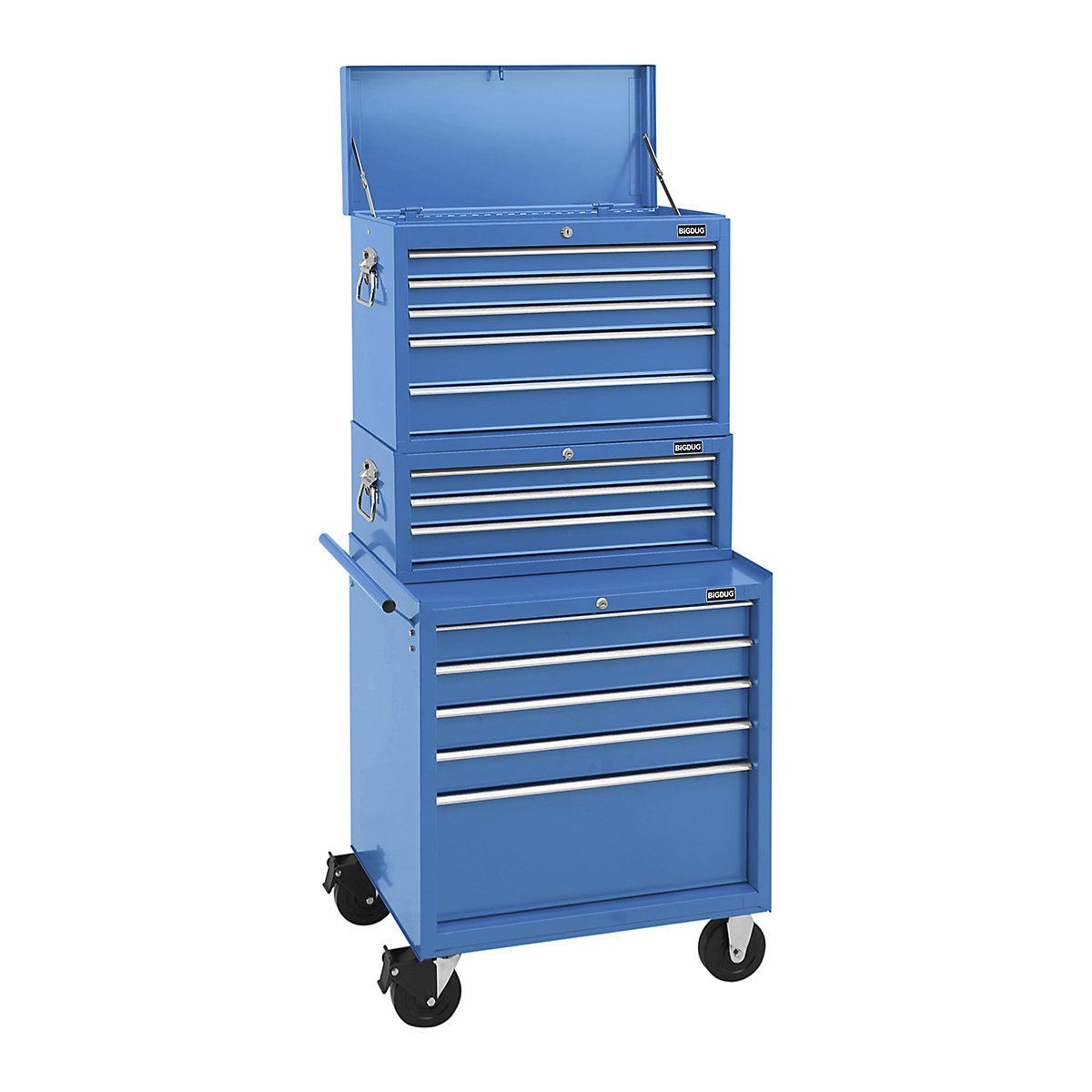 BiGDUG Essentials 27" Tool Chest Set with 5 Drawer Roller Cabinet, Mid Box & Top Chest
