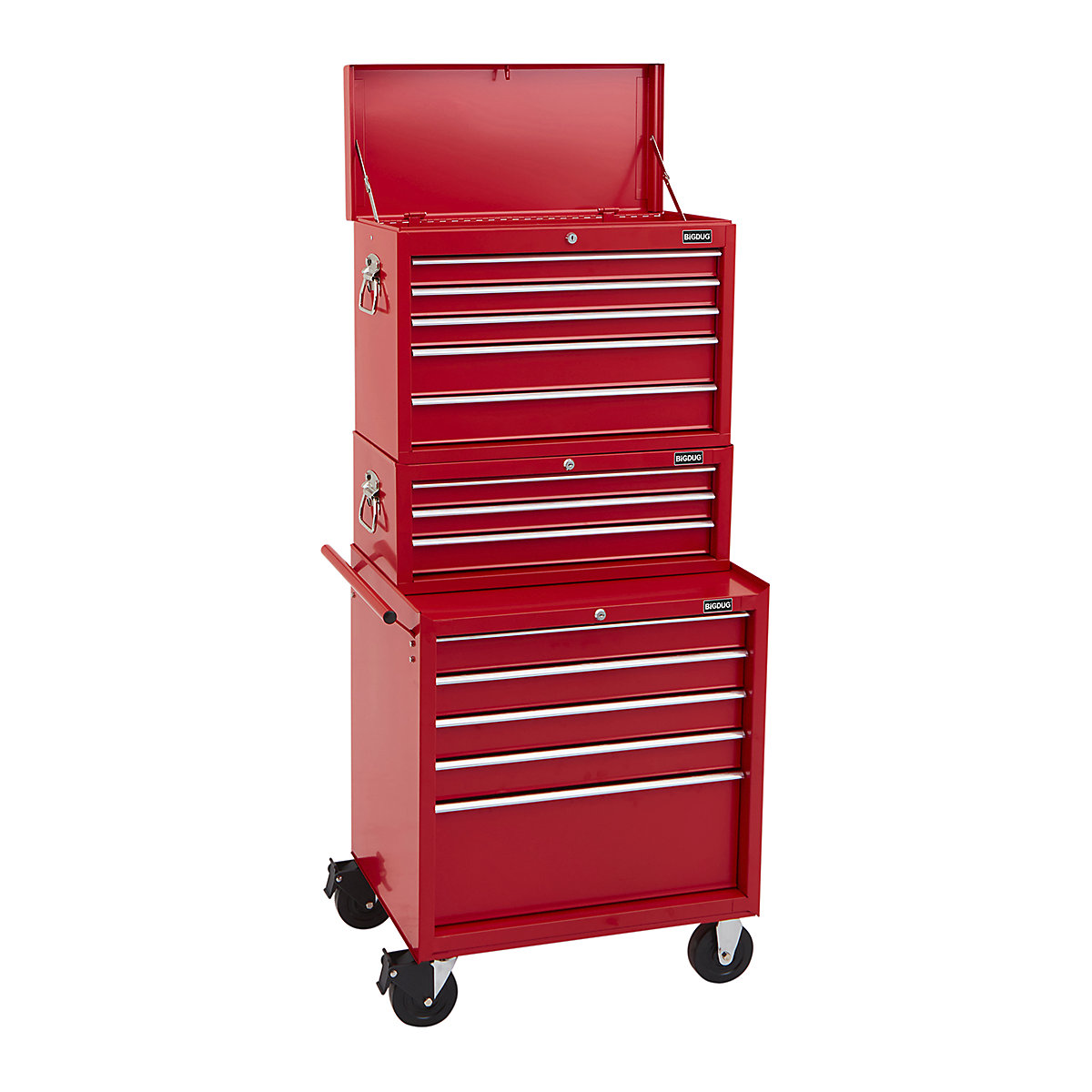 BiGDUG Essentials 27" Tool Chest Set with 5 Drawer Roller Cabinet, Mid Box & Top Chest