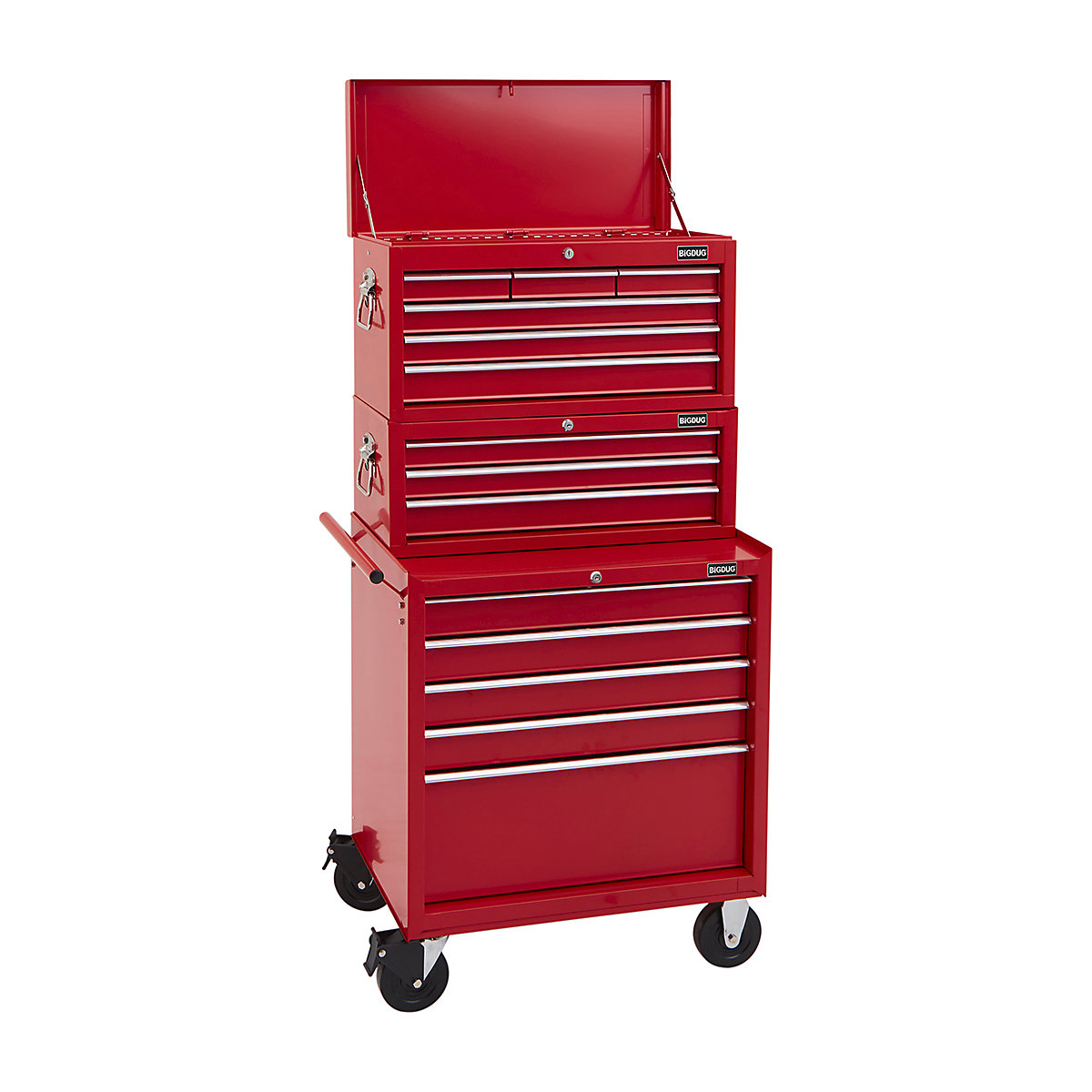 BiGDUG Essentials 27" Tool Chest Set with 5 Drawer Roller Cabinet, Mid Box & Top Chest
