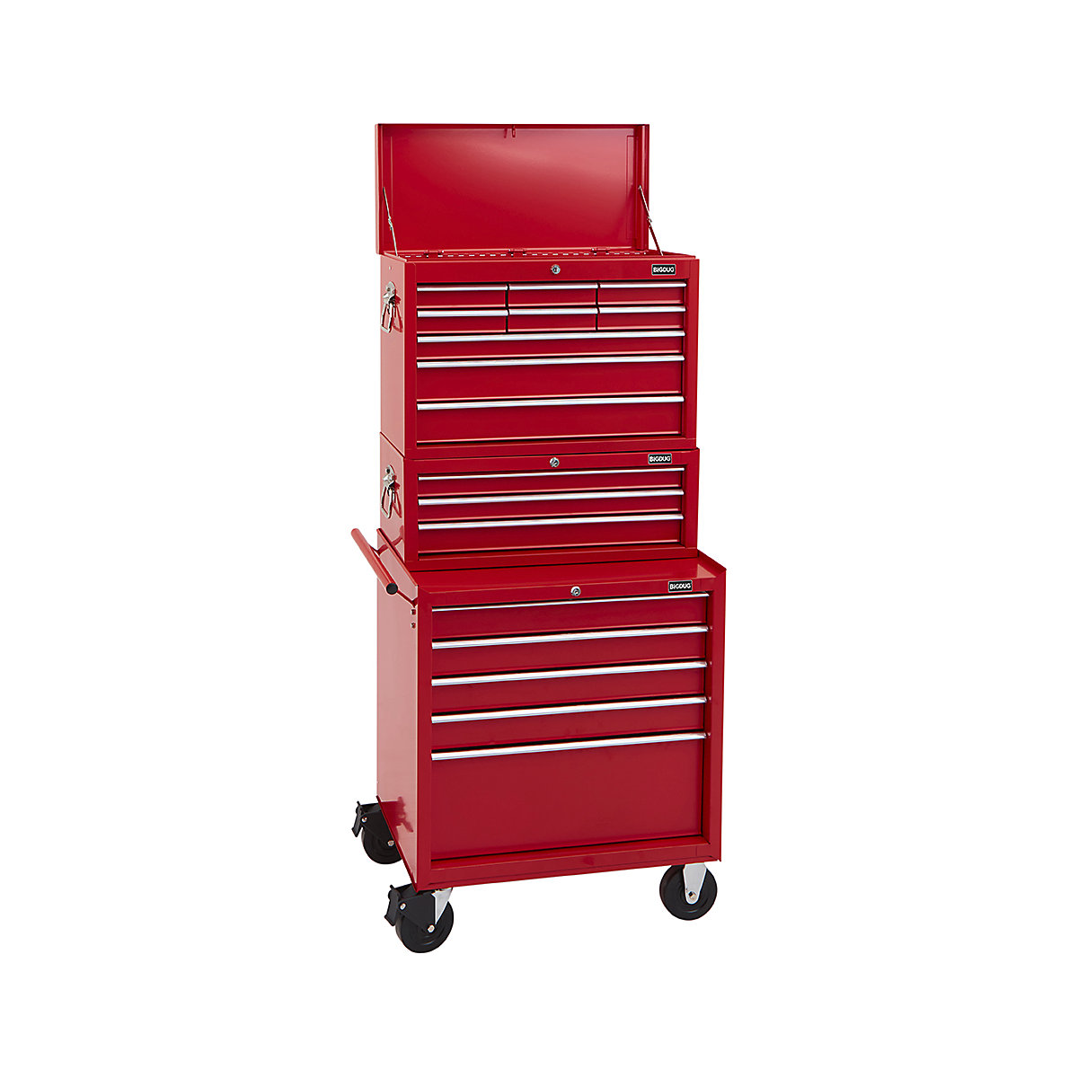 BiGDUG Essentials 27" Tool Chest Set with 5 Drawer Roller Cabinet, Mid Box & Top Chest