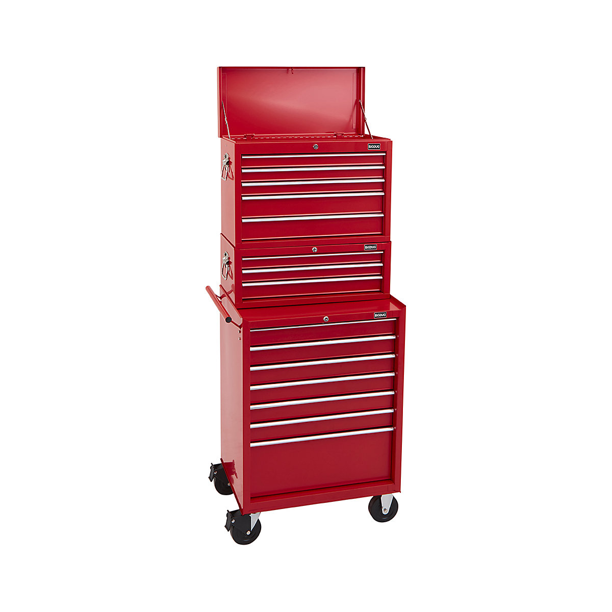 BiGDUG Essentials 27" Tool Chest Set with 7 Drawer Roller Cabinet, Mid Box & Top Chest