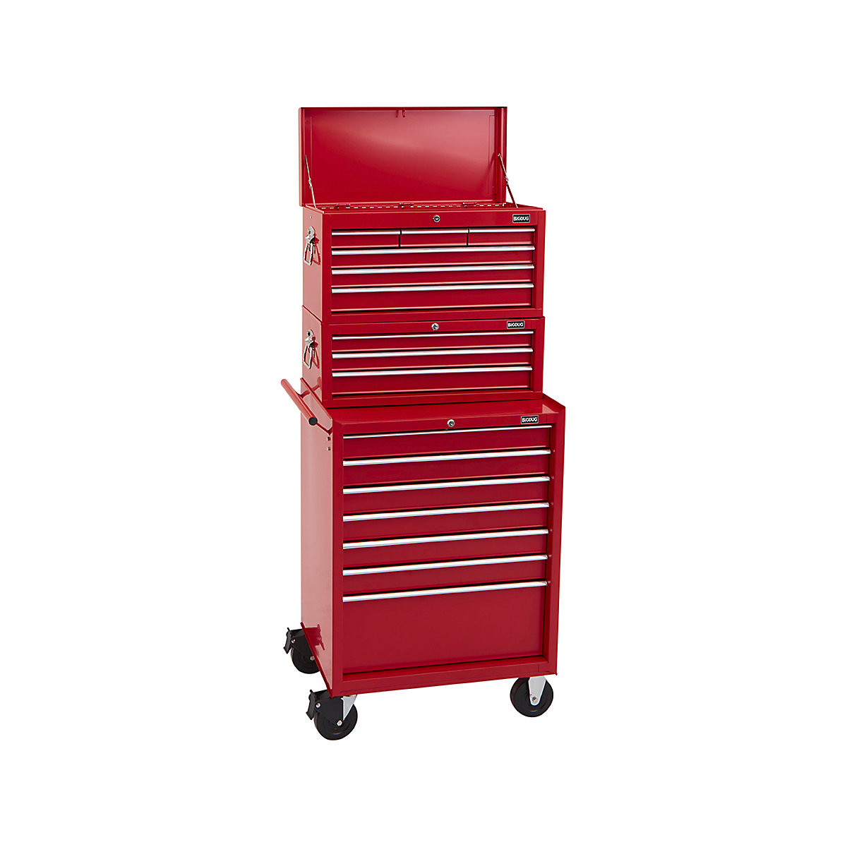 BiGDUG Essentials 27" Tool Chest Set with 7 Drawer Roller Cabinet, Mid Box & Top Chest