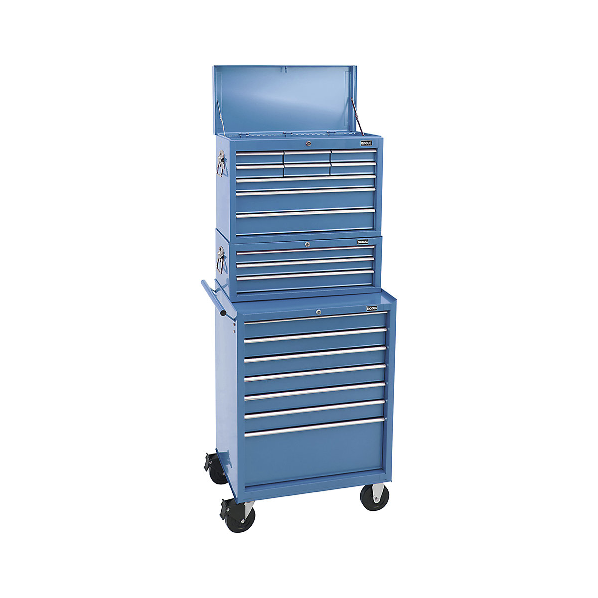 BiGDUG Essentials 27" Tool Chest Set with 7 Drawer Roller Cabinet, Mid Box & Top Chest