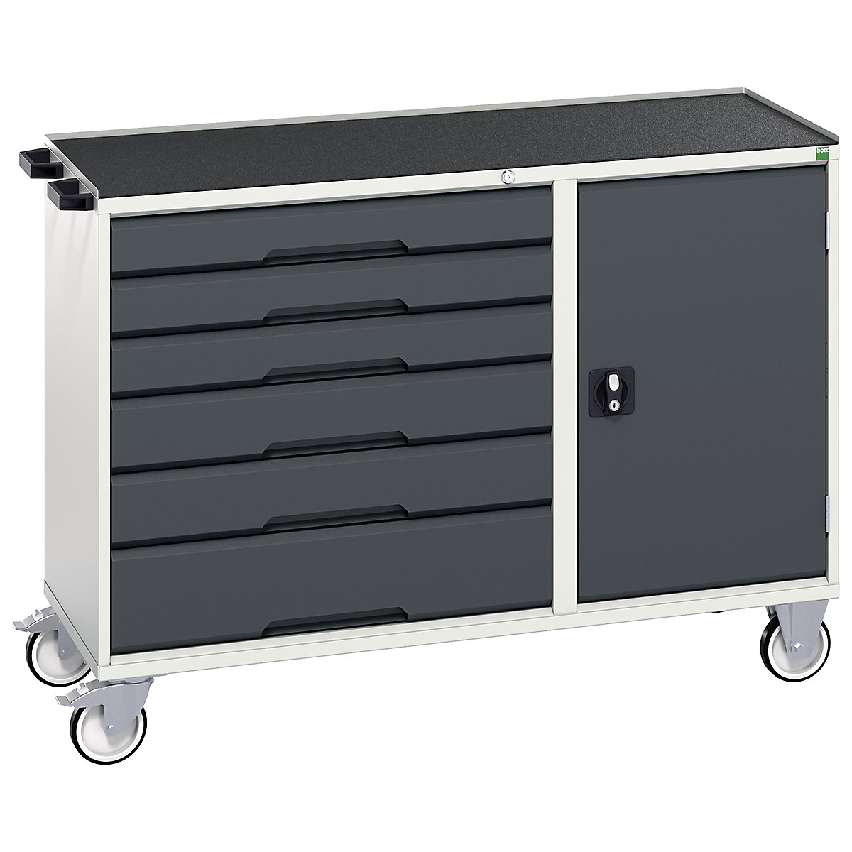 Bott Verso Maintenance Trolleys, Bott Verso Maintenance Trolleys, Bott Verso Maintenance Trolley | 965h x 1300w x 550d mm | 6 Drawers & 1 Cupboard | Top Tray | Anthracite Grey-4