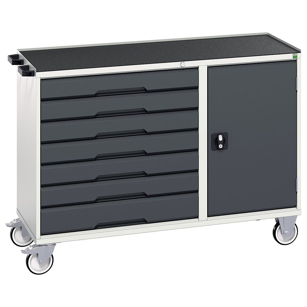 Bott Verso Maintenance Trolleys, Bott Verso Maintenance Trolleys, Bott Verso Maintenance Trolley | 965h x 1300w x 550d mm | 7 drawers & 1 Cupboard | Top Tray | Anthracite Grey-5