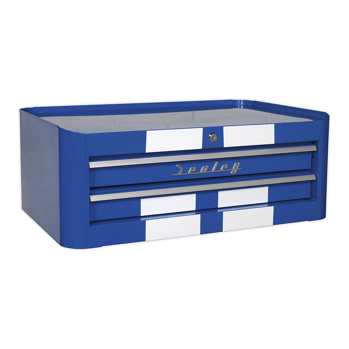 Sealey Retro Style Midbox | 2 Drawer, Sealey Retro Style Midbox | 2 Drawer, Sealey Retro Style Midbox | 2 Drawer | Blue with White Stripes-3