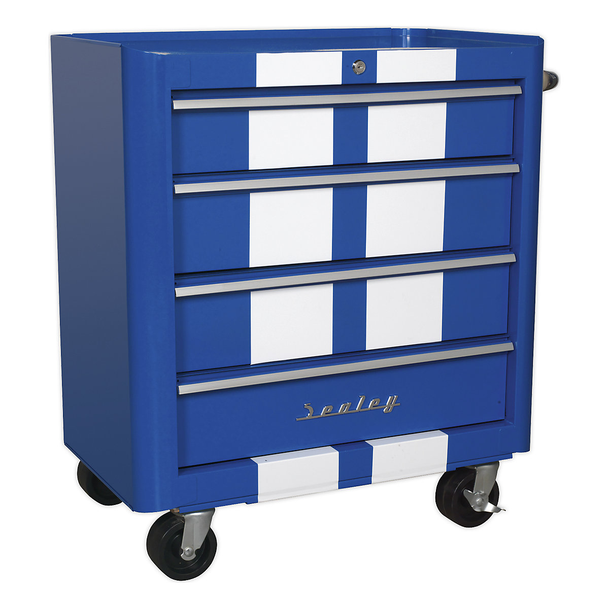 Sealey Retro Style Rollcab | 4 Drawer, Sealey Retro Style Rollcab | 4 Drawer, Sealey Retro Style Rollcab | 4 Drawer | Blue with White Stripes-4