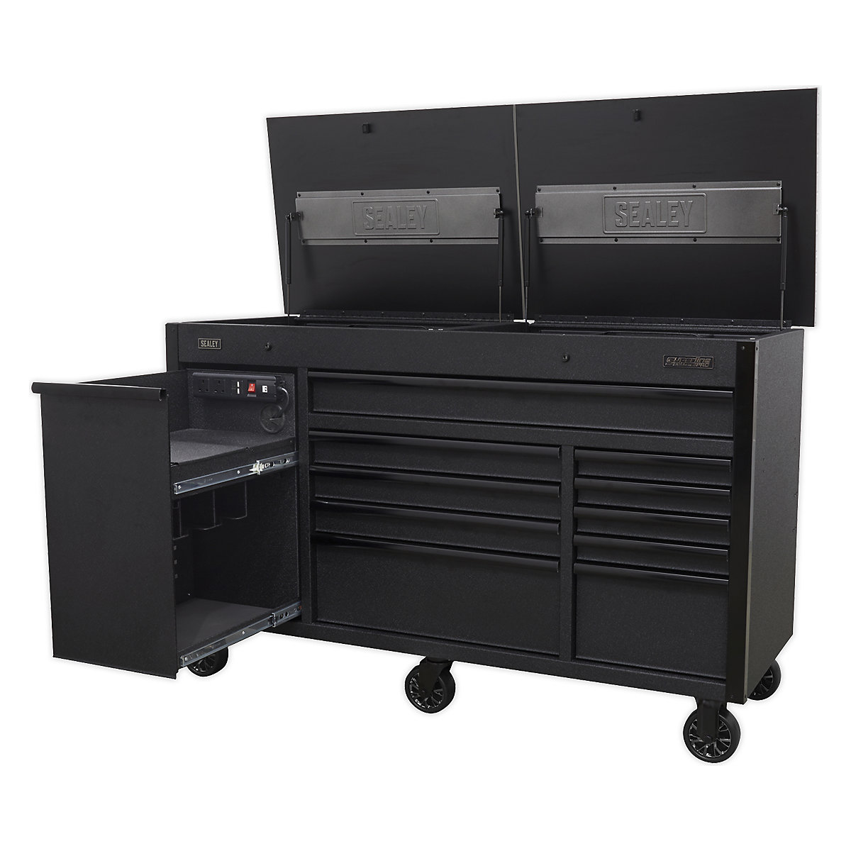Sealey Superline Pro Black Mobile Tool Cabinet | 1600mm | Power Tool Charging Drawer (Product illustration 6)-5