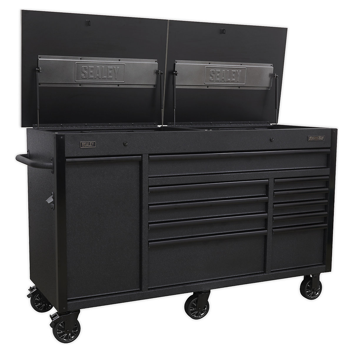 Sealey Superline Pro Black Mobile Tool Cabinet | 1600mm | Power Tool Charging Drawer (Product illustration 2)-1