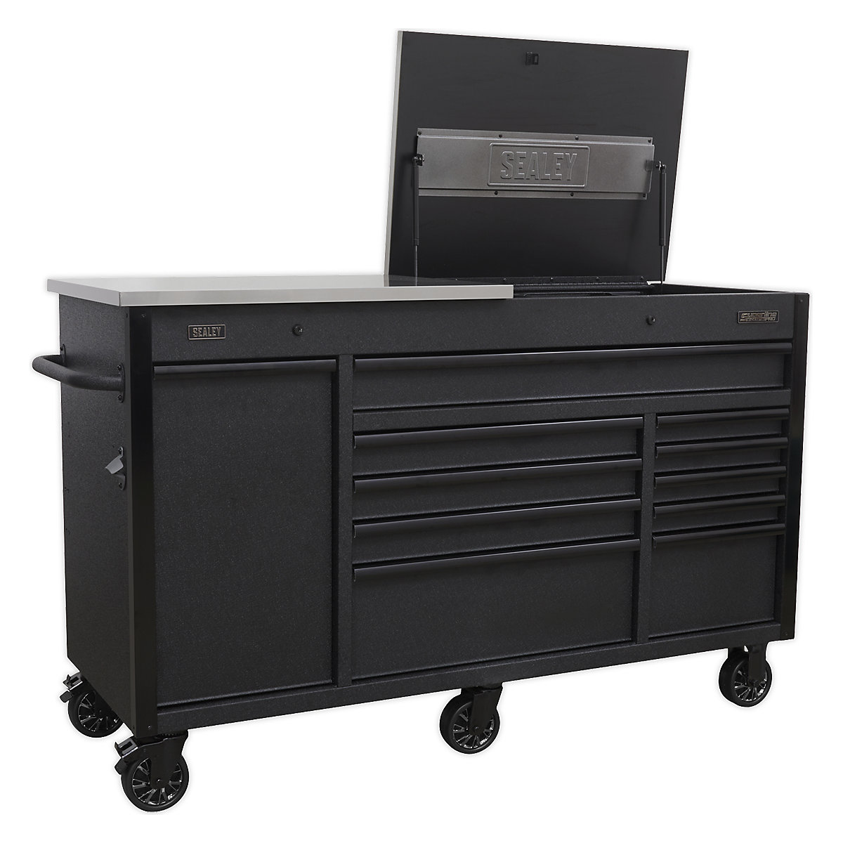 Sealey Superline Pro Black Mobile Tool Cabinet | 1600mm | Power Tool Charging Drawer (Product illustration 3)-2