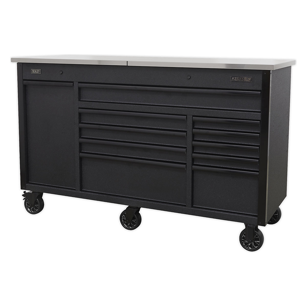 Sealey Superline Pro Black Mobile Tool Cabinet | 1600mm | Power Tool Charging Drawer (Product illustration 4)-3
