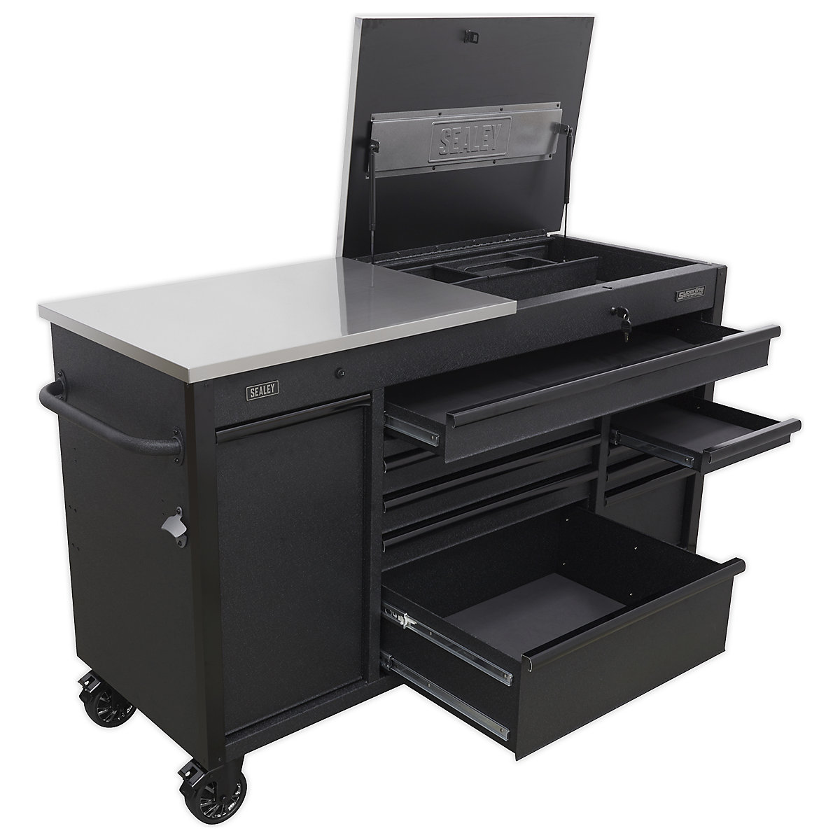 Sealey Superline Pro Black Mobile Tool Cabinet | 1600mm | Power Tool Charging Drawer (Product illustration 5)-4