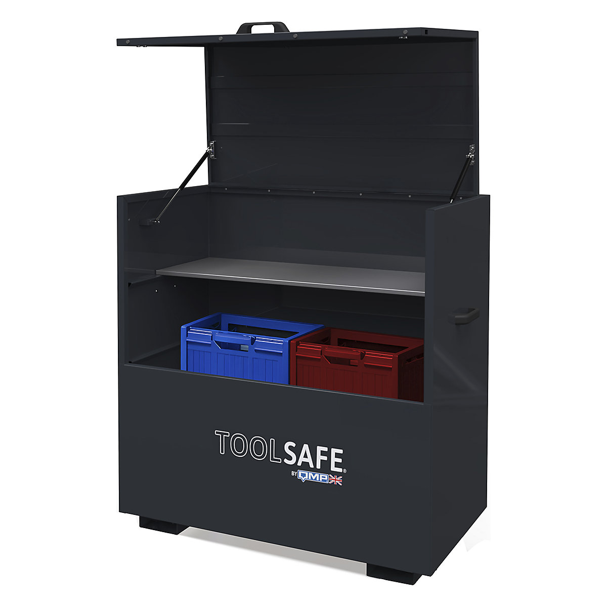 ToolSafe Security Boxes, ToolSafe Security Boxes, ToolSafe® Security Box with Fork Pockets | 500h x 1800w x 500d mm | Dark Grey-2