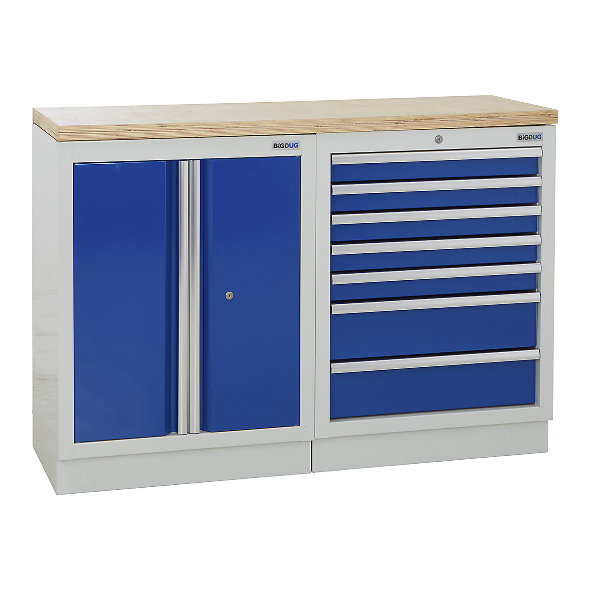 BiGDUG | 1361mm Wide Workbench | 2 Cabinet
