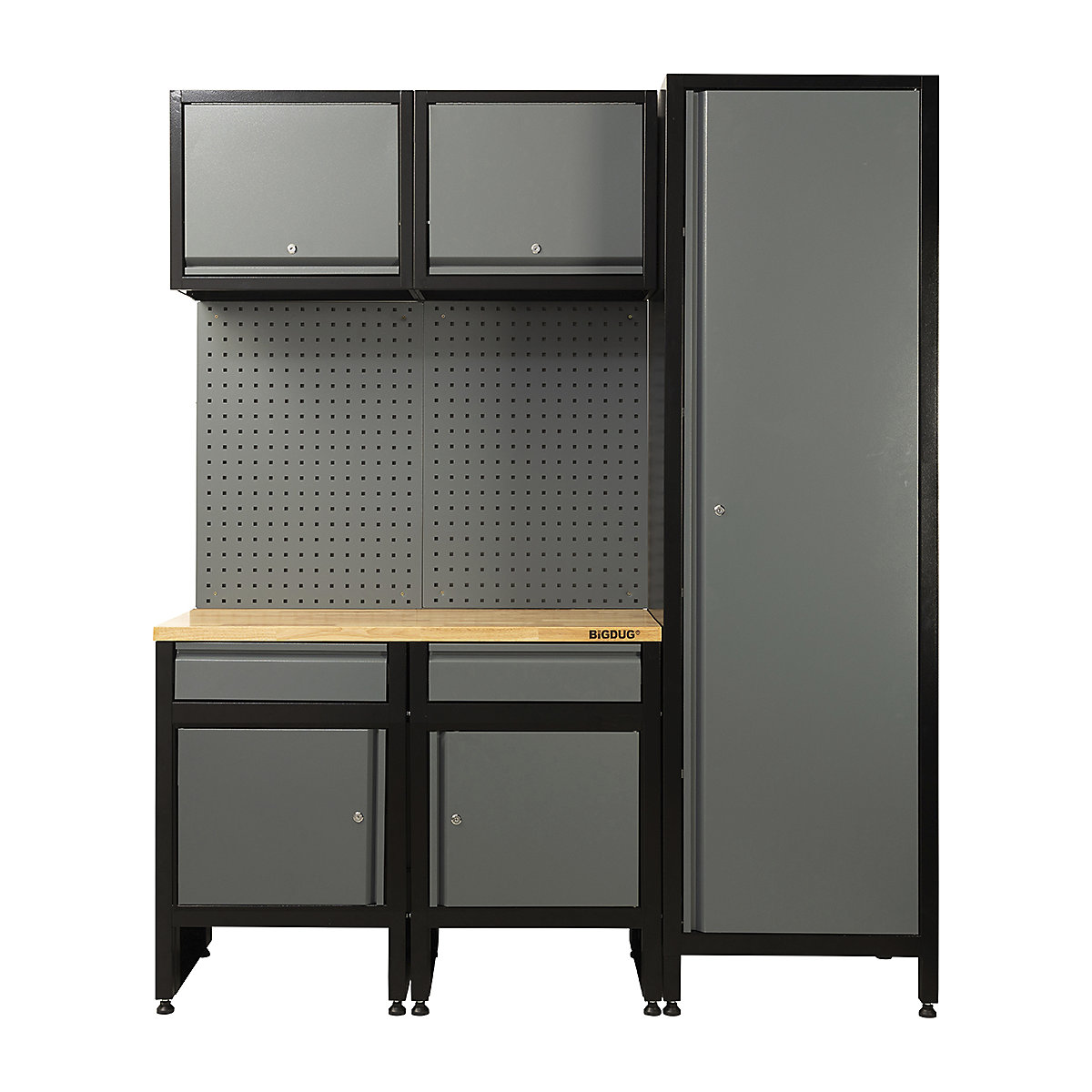 BiGDUG Garage Modular Cabinet Kits | 1720mm Wide | 2 Cabinets & Floor Cupboard