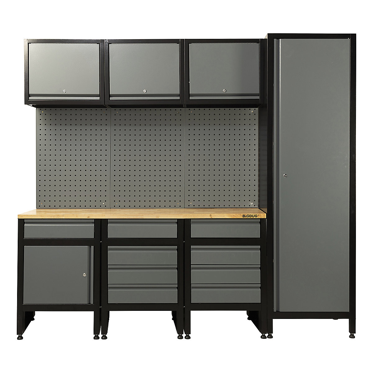 BiGDUG Garage Modular Cabinet Kits | 2278mm Wide | 3 Cabinets & Floor Cupboard