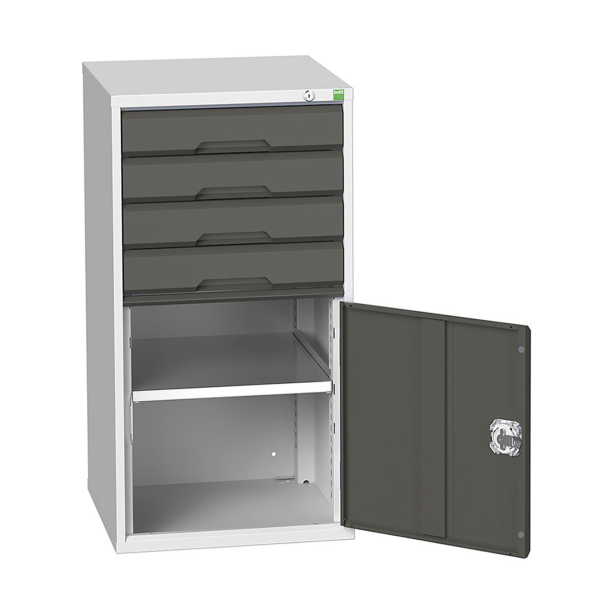 Bott Verso Cabinets | 525mm Wide, Bott Verso Cabinets | 525mm Wide, Bott Verso Cabinet | 4 Drawers & 1 Door | 1000h x 525w x 550d mm | Dark Grey-3