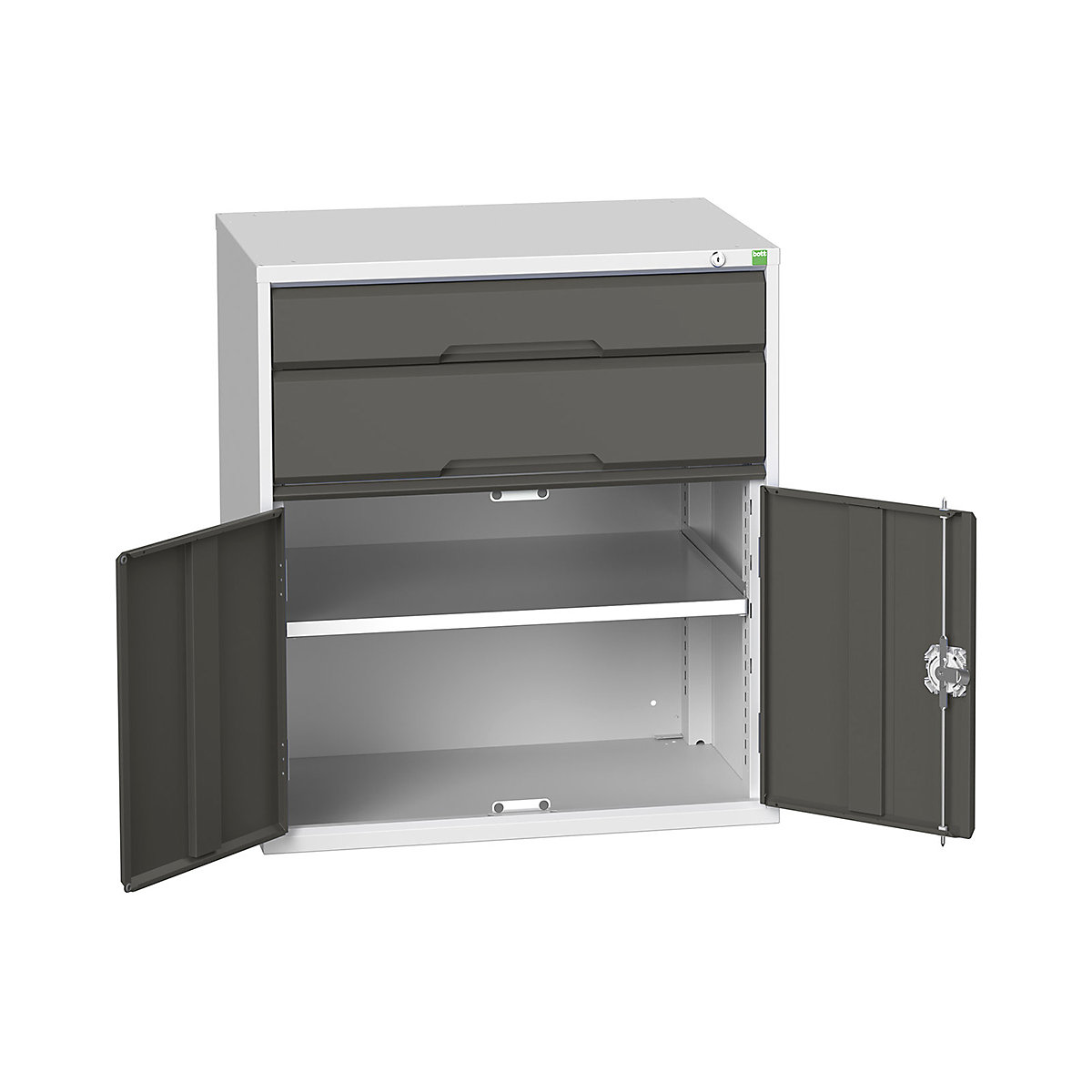 Bott Verso Cabinets | 800mm Wide, Bott Verso Cabinets | 800mm Wide, Bott Verso Cabinet | 2 Drawers & 2 Doors | 900h x 800w x 550d mm | Dark Grey-9