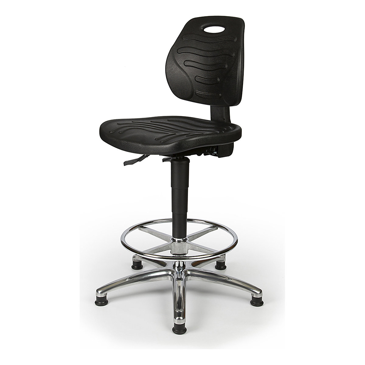 Techsit Tech PU Laboratory Chairs, Techsit Tech PU Laboratory Chairs, Techsit Tech PU Laboratory High Chair with Foot Ring | Standard Seat | Aluminium Base | Brake Loaded Castors-1