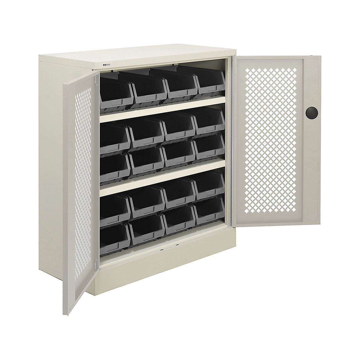 BiGDUG Essentials Steel Workplace Cupboards with Plastic Parts Bins