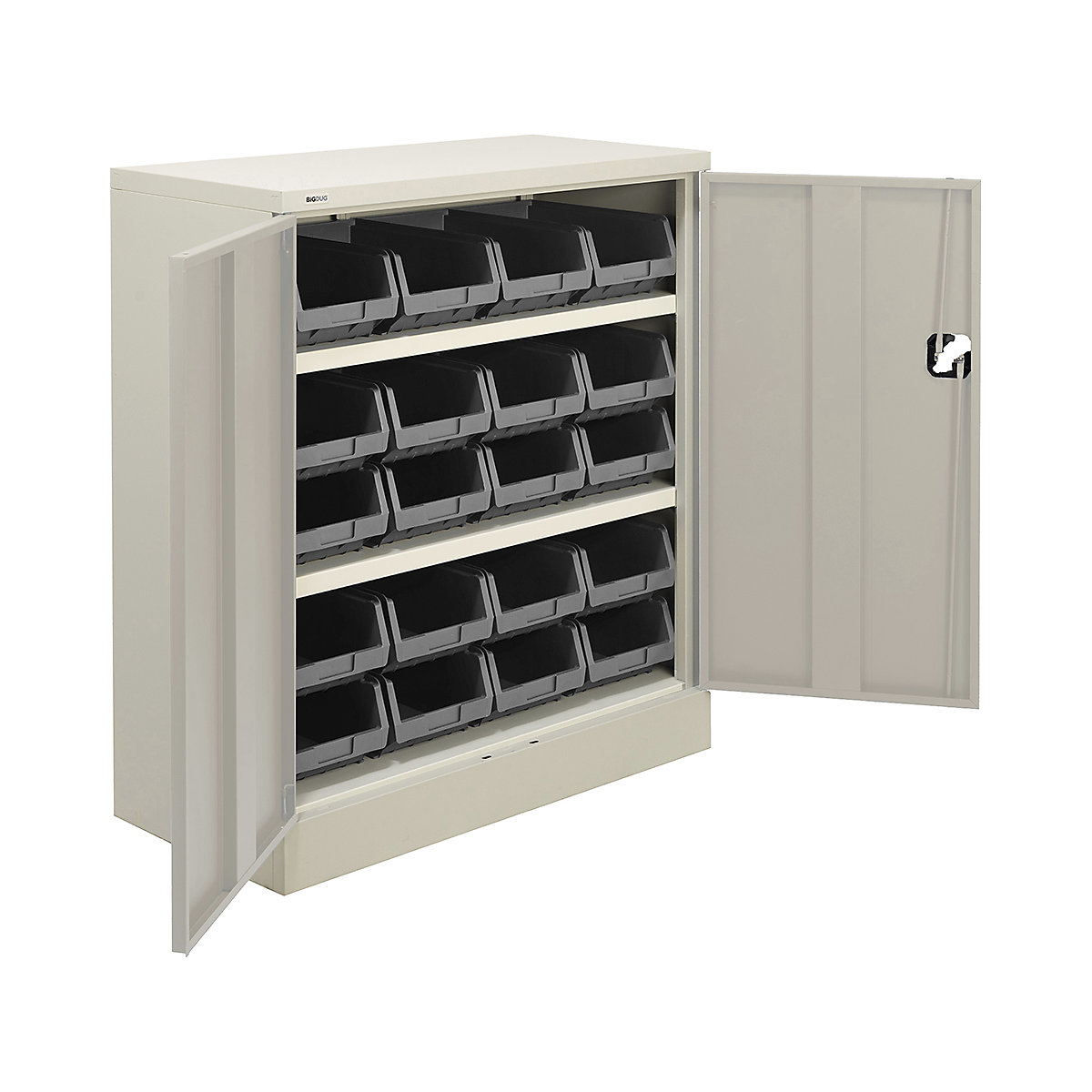 BiGDUG Essentials Steel Workplace Cupboards with Plastic Parts Bins