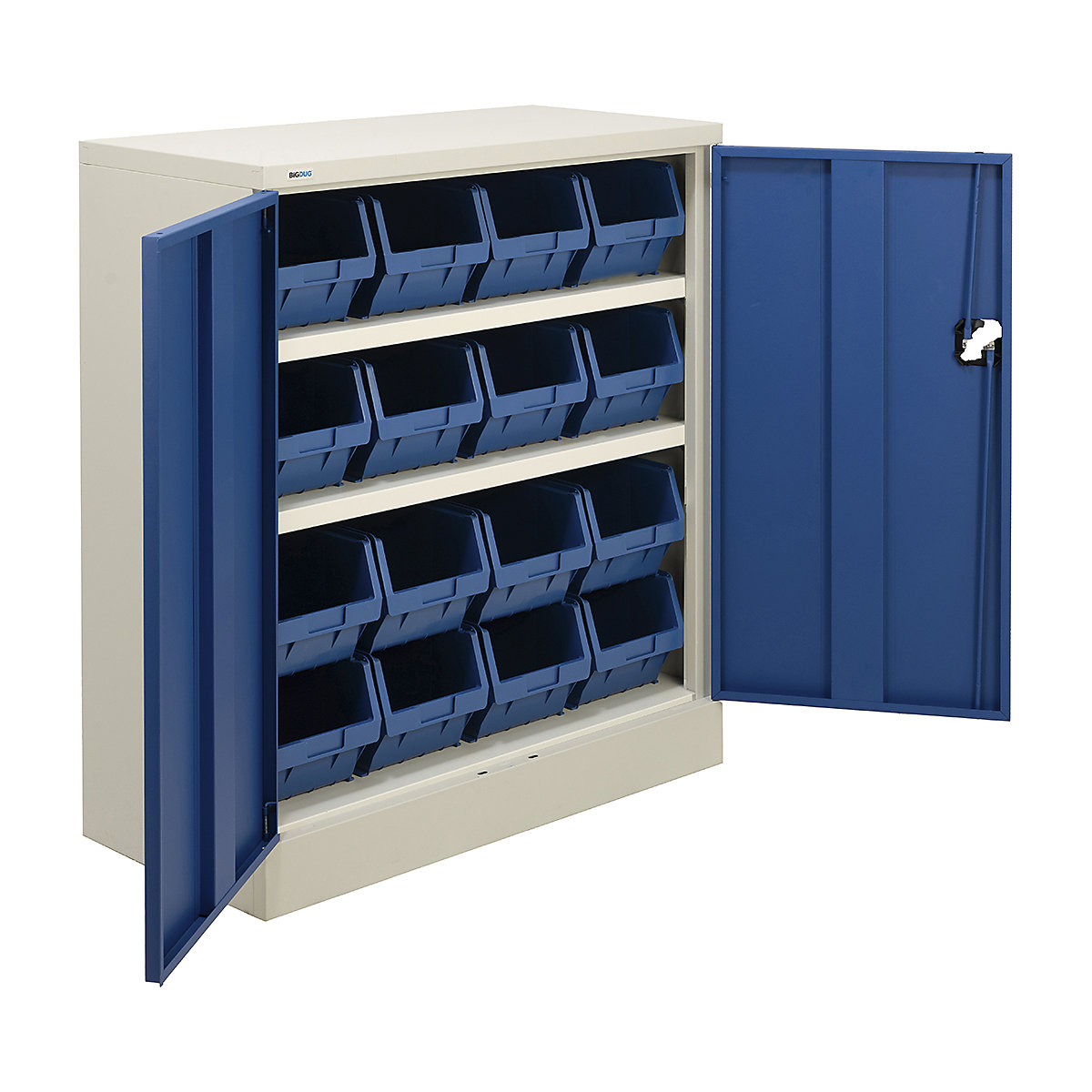 BiGDUG Essentials Steel Workplace Cupboards with Plastic Parts Bins