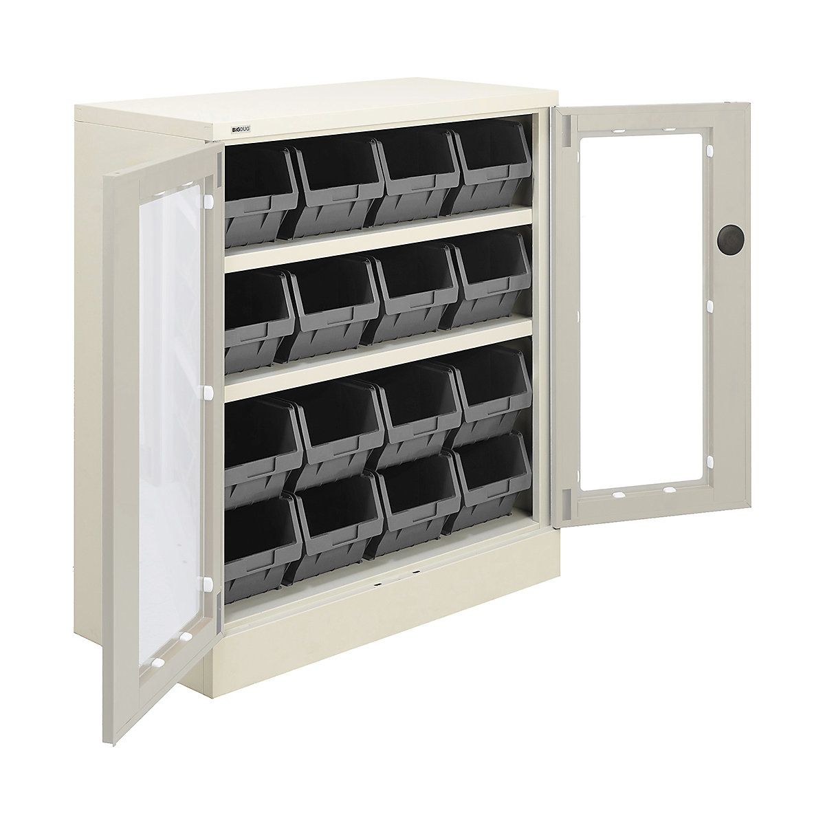 BiGDUG Essentials Steel Workplace Cupboards with Plastic Parts Bins