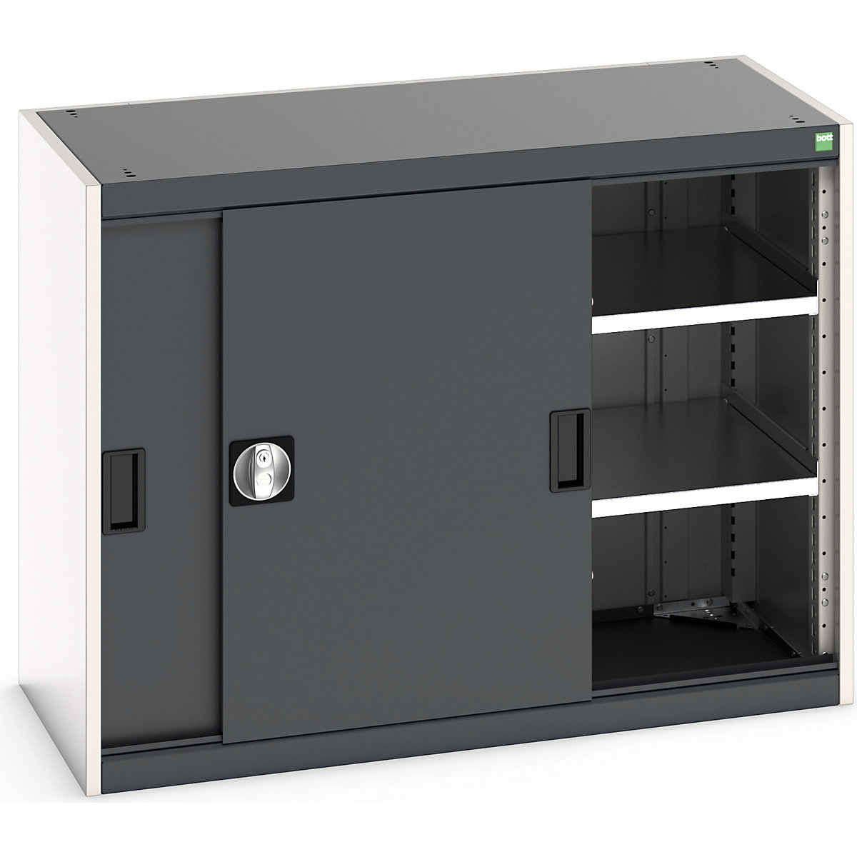 Bott Cubio Sliding Door Cupboards, Bott Cubio Sliding Door Cupboards, Bott Cubio Sliding Door Cupboard | 800h x 1050w x 525d mm | 2 Shelves  | Dark Grey Doors | Light Grey Housing-20