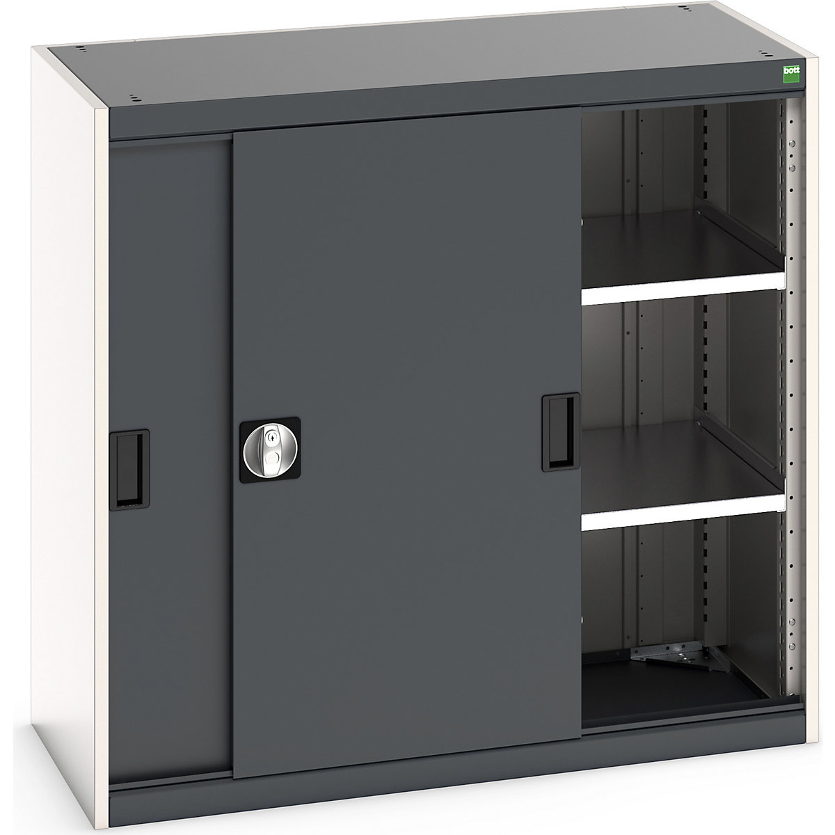 Bott Cubio Sliding Door Cupboards, Bott Cubio Sliding Door Cupboards, Bott Cubio Sliding Door Cupboard | 1000h x 1050w x 525d mm | 2 Shelves  | Dark Grey Doors | Light Grey Housing-19