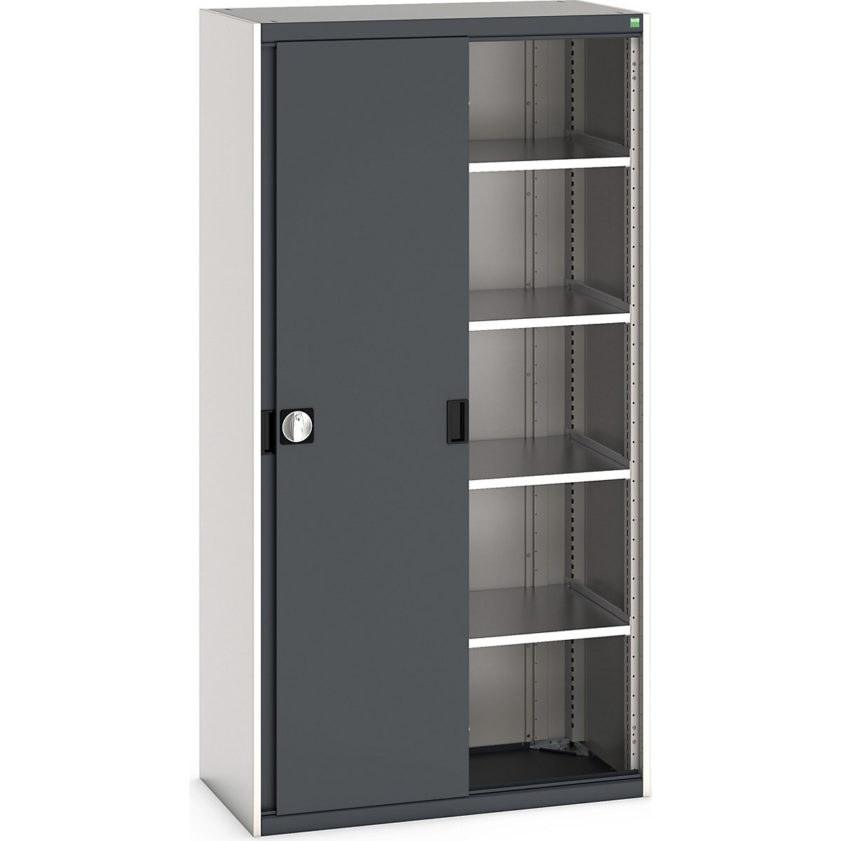 Bott Cubio Sliding Door Cupboards, Bott Cubio Sliding Door Cupboards, Bott Cubio Sliding Door Cupboard | 2000h x 1050w x 525d mm | 4 Shelves  | Dark Grey Doors | Light Grey Housing-17