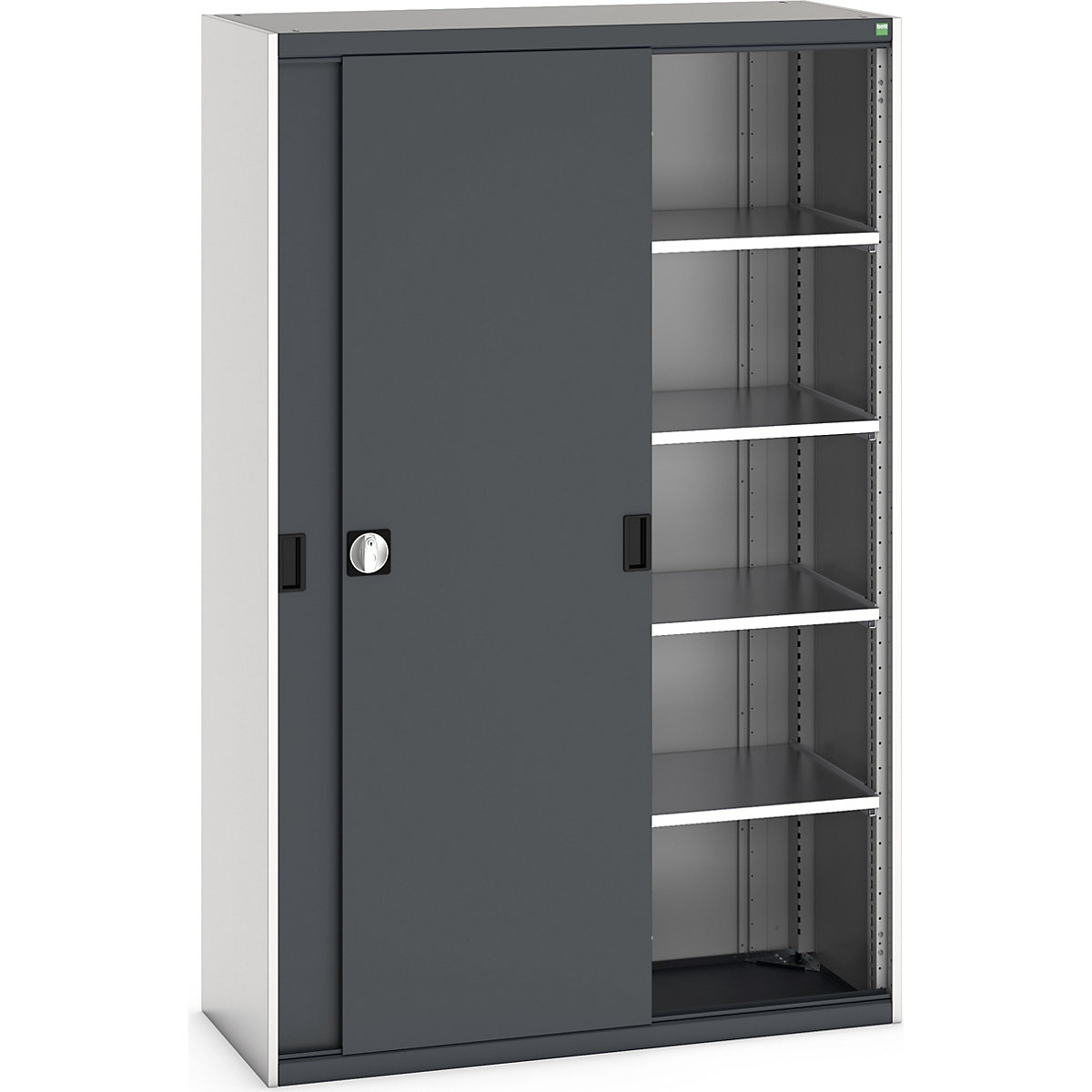 Bott Cubio Sliding Door Cupboards, Bott Cubio Sliding Door Cupboards, Bott Cubio Sliding Door Cupboard | 2000h x 1300w x 525d mm | 4 Shelves  | Dark Grey Doors | Light Grey Housing-12