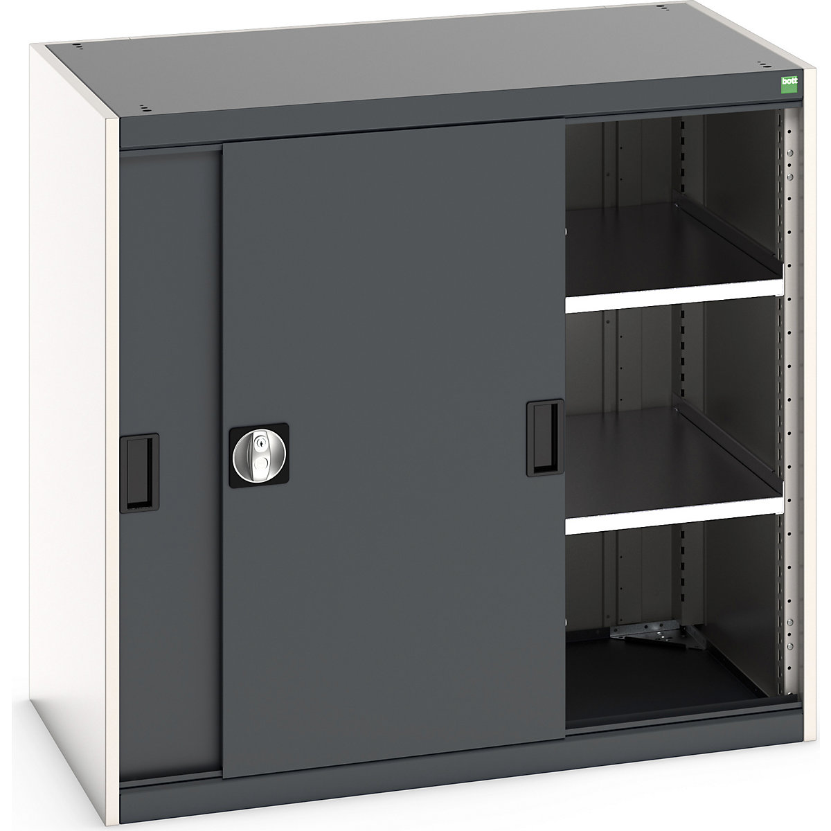 Bott Cubio Sliding Door Cupboards, Bott Cubio Sliding Door Cupboards, Bott Cubio Sliding Door Cupboard | 1000h x 1050w x 650d mm | 2 Shelves  | Dark Grey Doors | Light Grey Housing-9