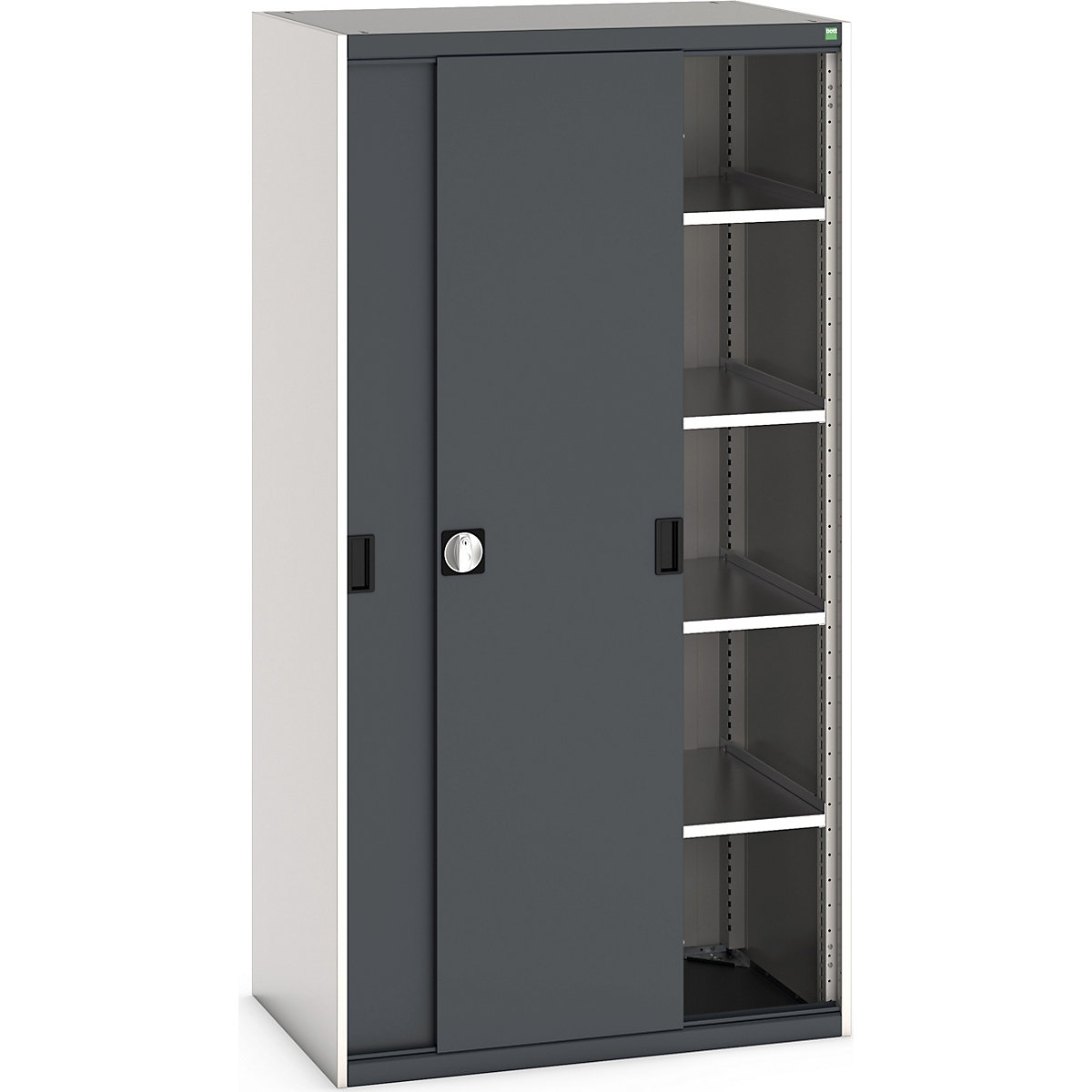 Bott Cubio Sliding Door Cupboards, Bott Cubio Sliding Door Cupboards, Bott Cubio Sliding Door Cupboard | 2000h x 1050w x 650d mm | 4 Shelves  | Dark Grey Doors | Light Grey Housing-7
