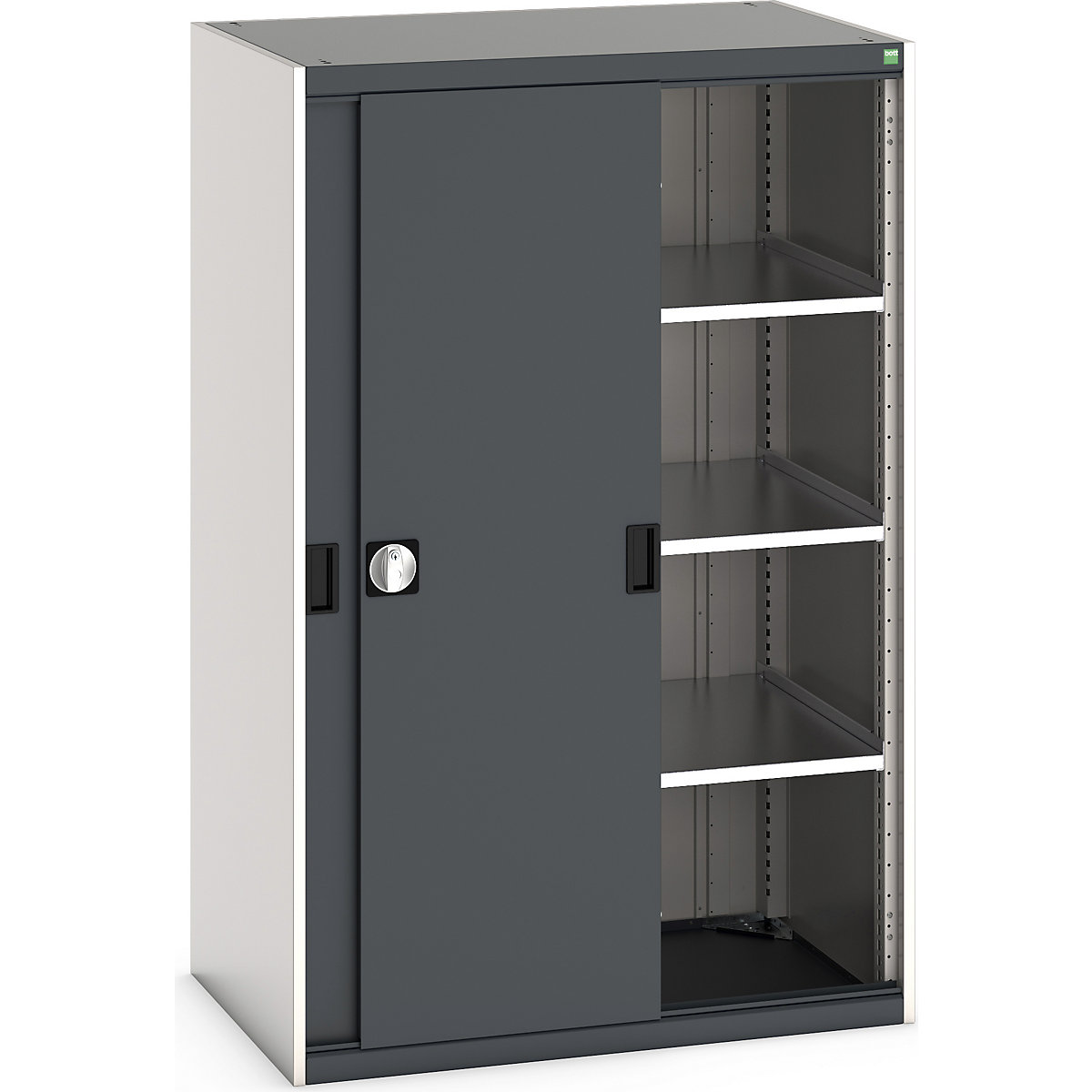 Bott Cubio Sliding Door Cupboards, Bott Cubio Sliding Door Cupboards, Bott Cubio Sliding Door Cupboard | 1600h x 1050w x 650d mm | 3 Shelves  | Dark Grey Doors | Light Grey Housing-6