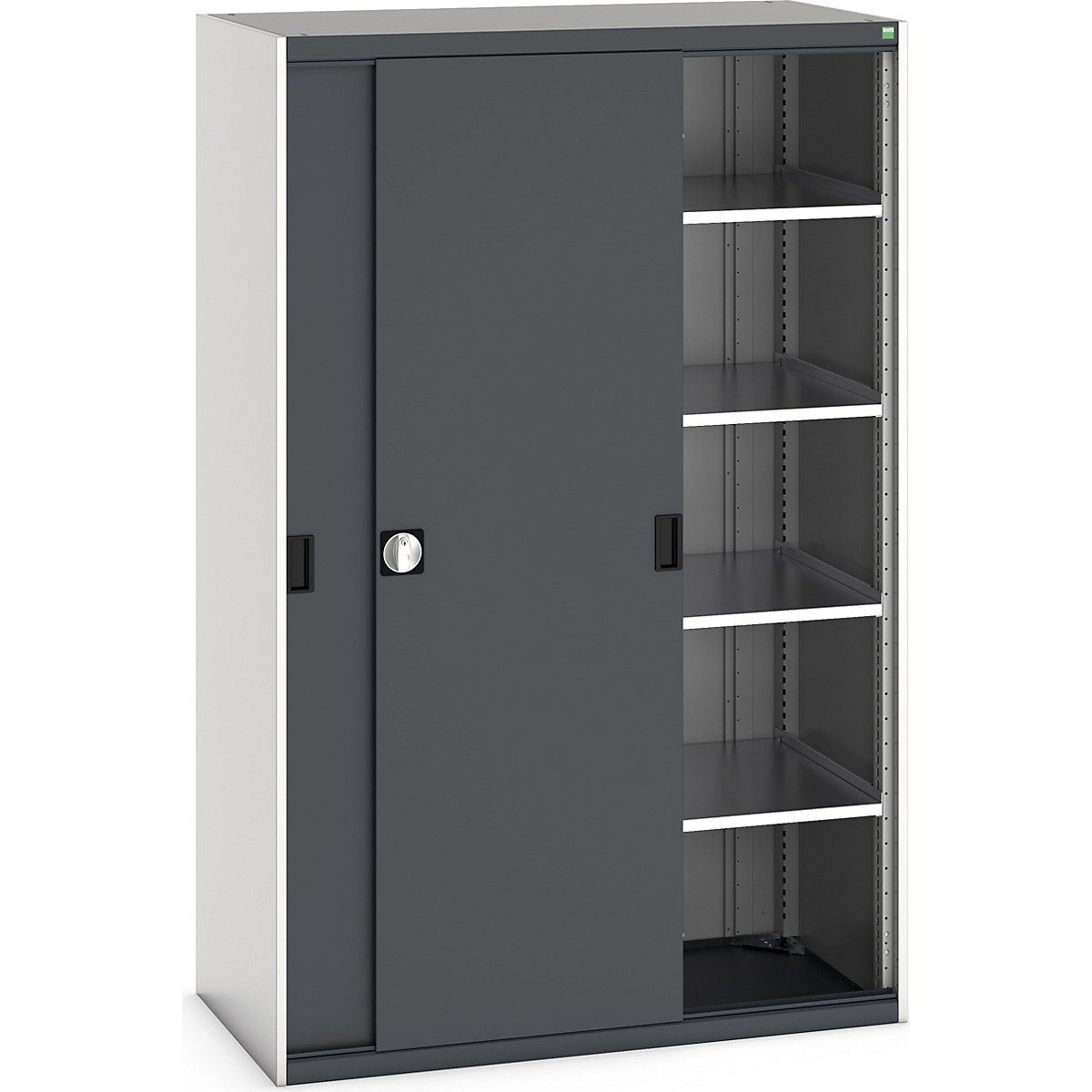 Bott Cubio Sliding Door Cupboards, Bott Cubio Sliding Door Cupboards, Bott Cubio Sliding Door Cupboard | 2000h x 1300w x 650d mm | 4 Shelves  | Dark Grey Doors | Light Grey Housing-3
