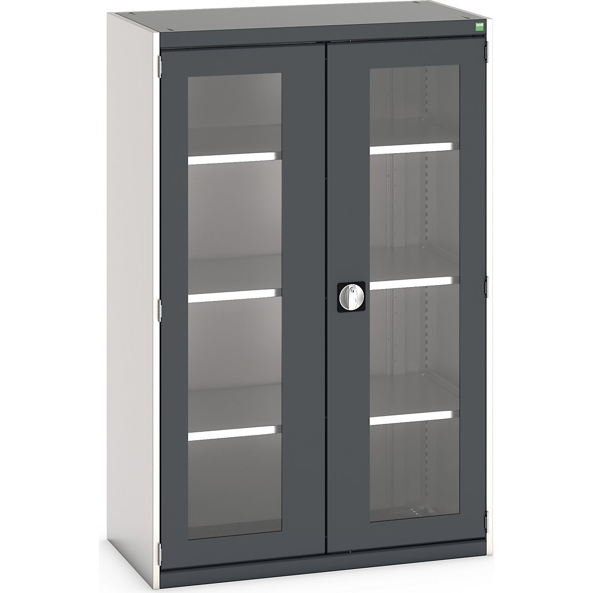Bott Cubio Window Door Cupboards, Bott Cubio Window Door Cupboards, Bott Cubio Window Door Cupboard | 1600h x 1050w x 525d mm | 3 Shelves  | Dark Grey Doors | Light Grey Housing-5