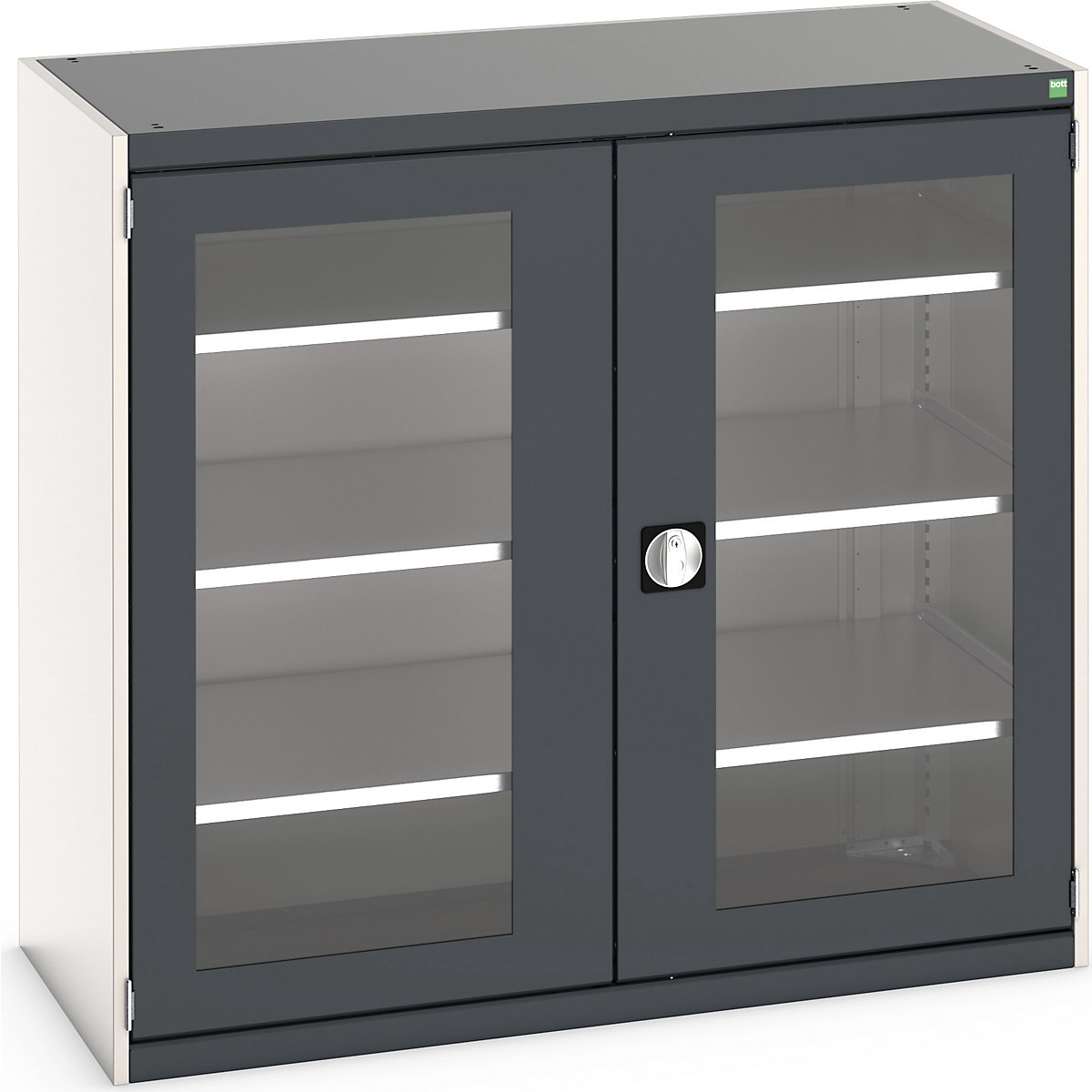Bott Cubio Window Door Cupboards, Bott Cubio Window Door Cupboards, Bott Cubio Window Door Cupboard | 1200h x 1300w x 650d mm | 3 Shelves  | Dark Grey Doors | Light Grey Housing-3