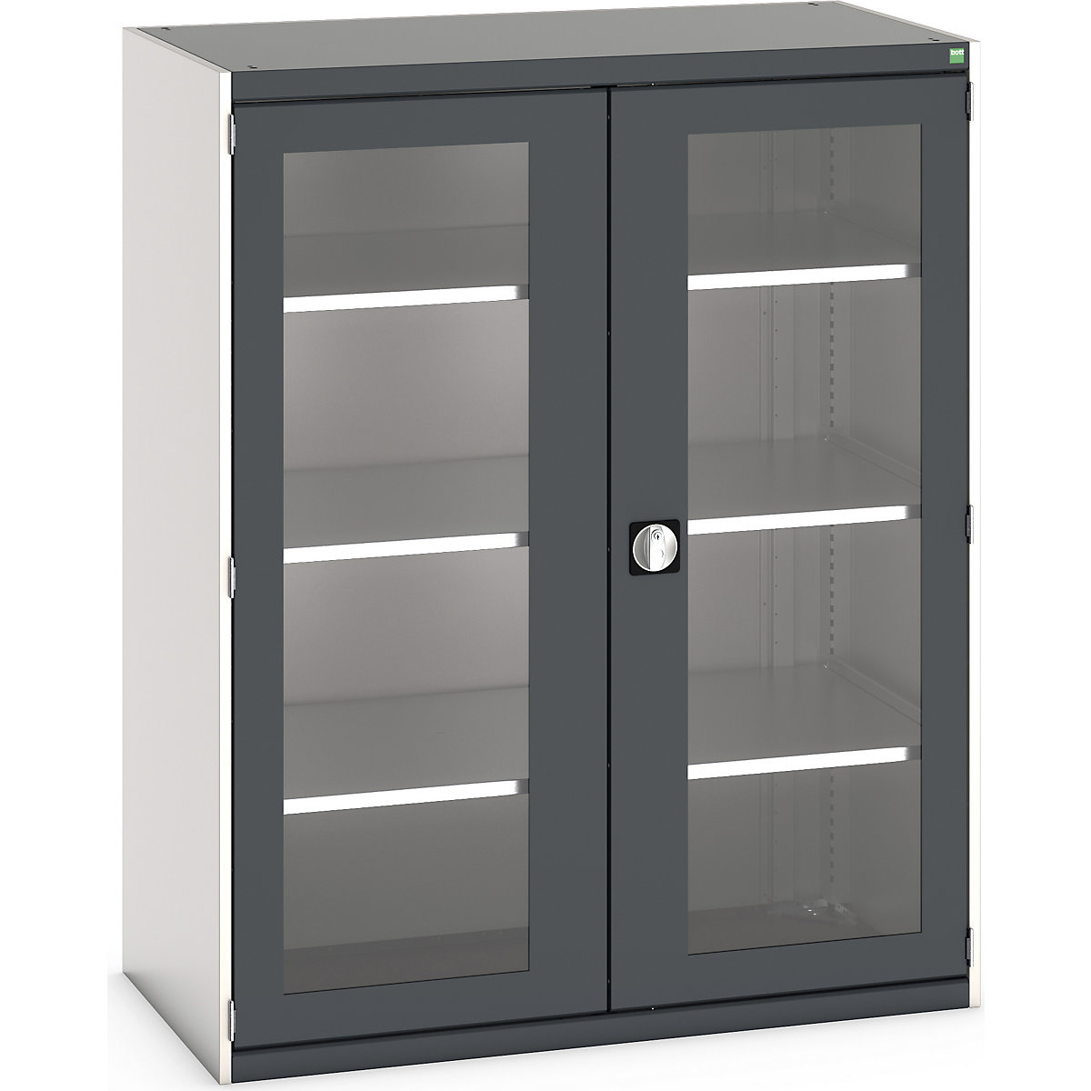 Bott Cubio Window Door Cupboards, Bott Cubio Window Door Cupboards, Bott Cubio Window Door Cupboard | 1600h x 1300w x 650d mm | 3 Shelves  | Dark Grey Doors | Light Grey Housing-2