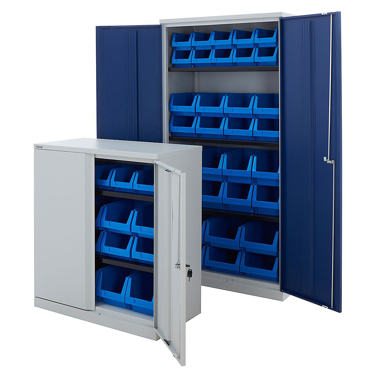 Small Bisley Workplace Cupboards With Plastic Parts Bins (Product illustration 9)-8