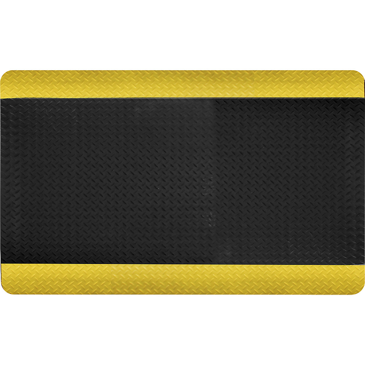 DECKPLATE anti-fatigue matting, cut to order, black / yellow, per m. x 600 mm, max. 18.3 m
