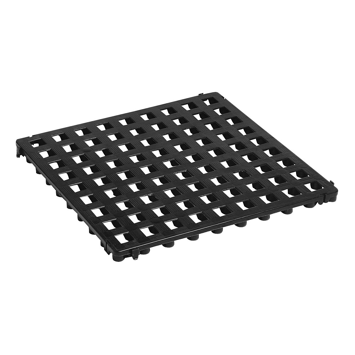 Plastic floor tile, polyethylene, 500 x 500 mm, standard, pack of 20, black
