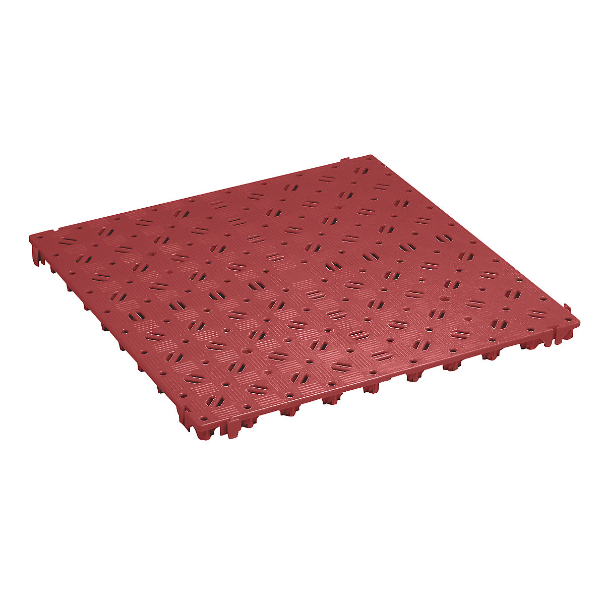 Plastic floor tile, polyethylene, 500 x 500 mm, stable, pack of 20, red