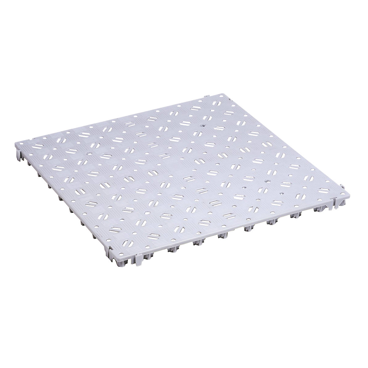 Plastic floor tile, polyethylene, 500 x 500 mm, stable, pack of 20, light grey