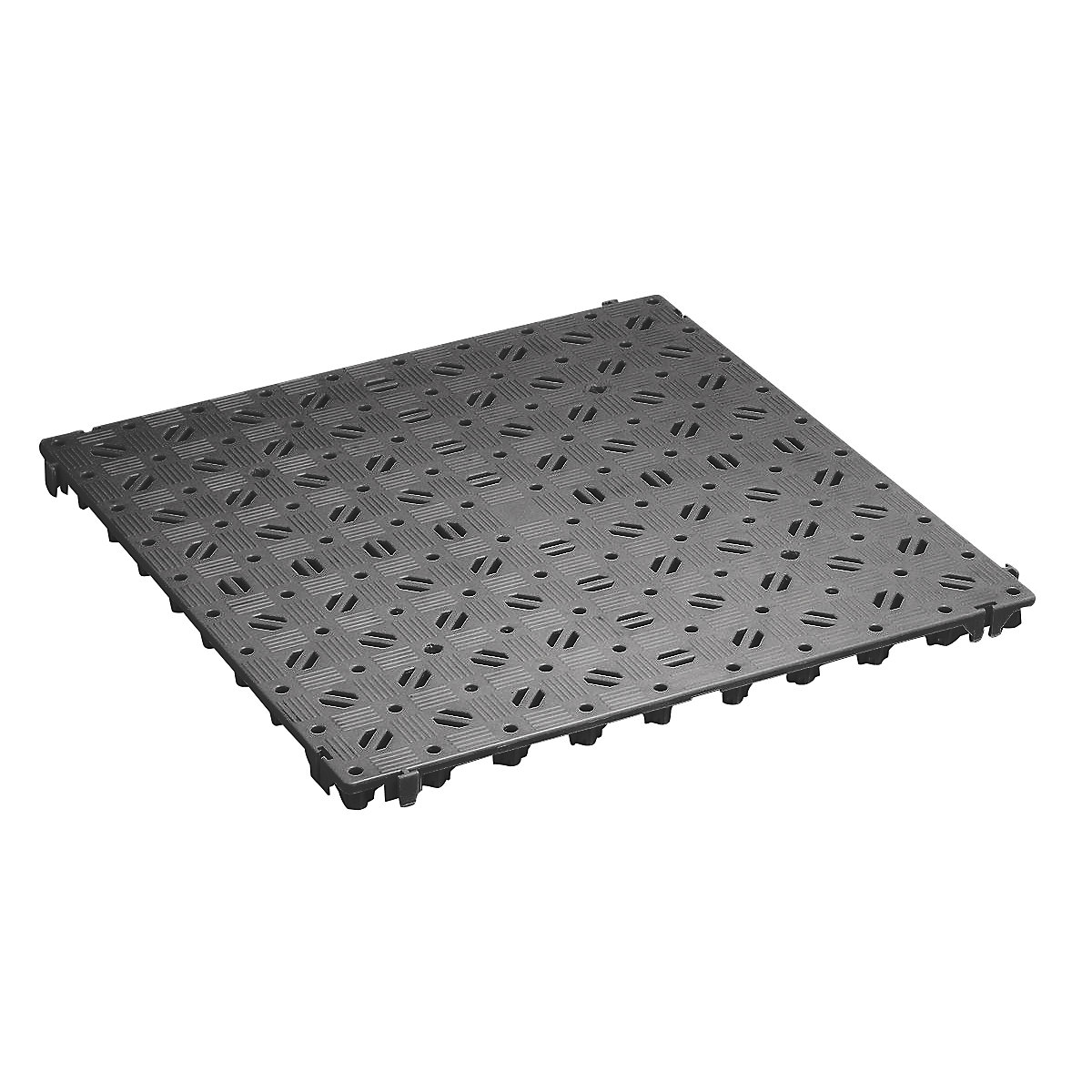 Plastic floor tile, polyethylene, 500 x 500 mm, stable, pack of 20, basalt grey