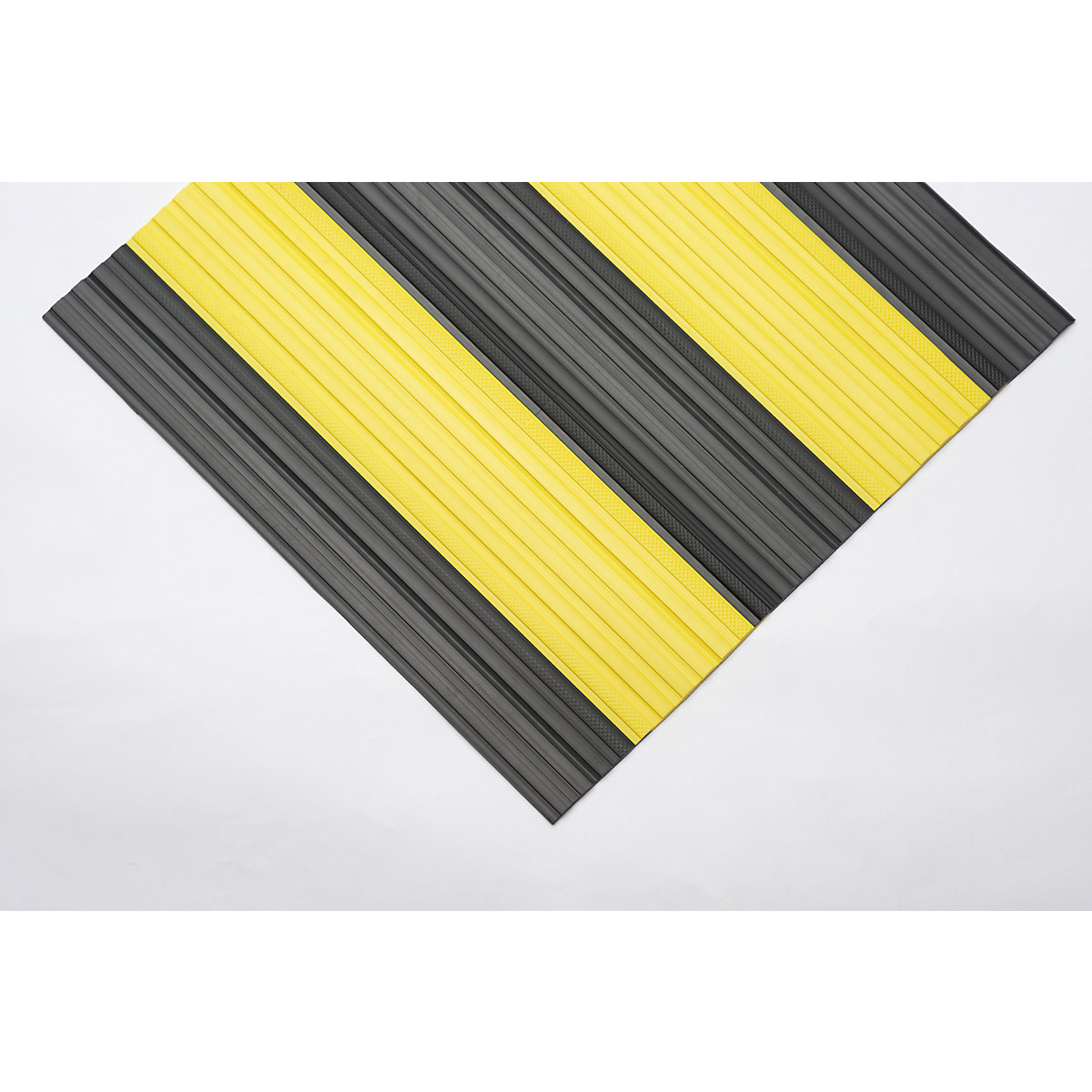 Soft PVC runner – EHA, with closed surface, 10 m roll, black/yellow, width 1000 mm-1