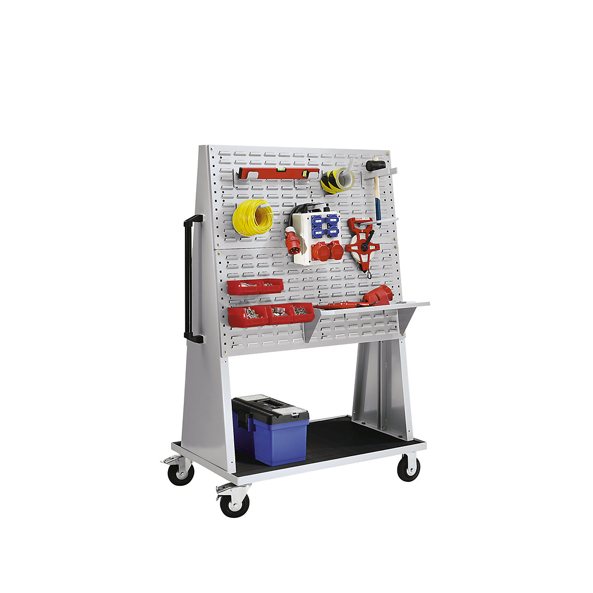 Tool trolley with louvred panels and accessories