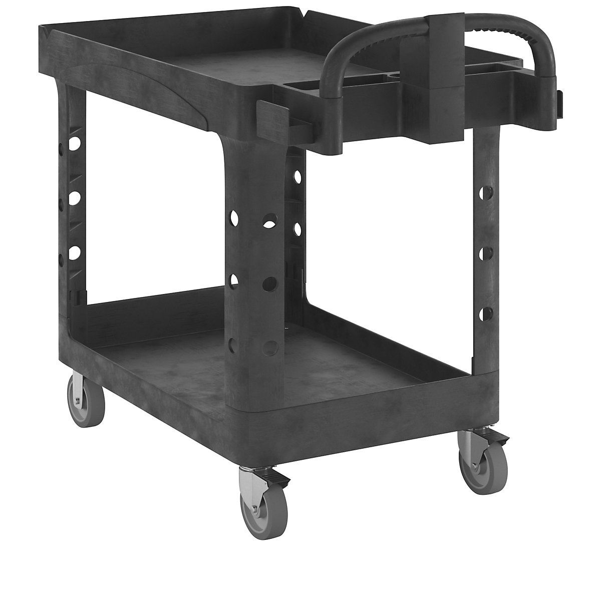General purpose table trolley made of plastic – Rubbermaid, shelves with raised edges, LxWxH 1120 x 640 x 980 mm-9