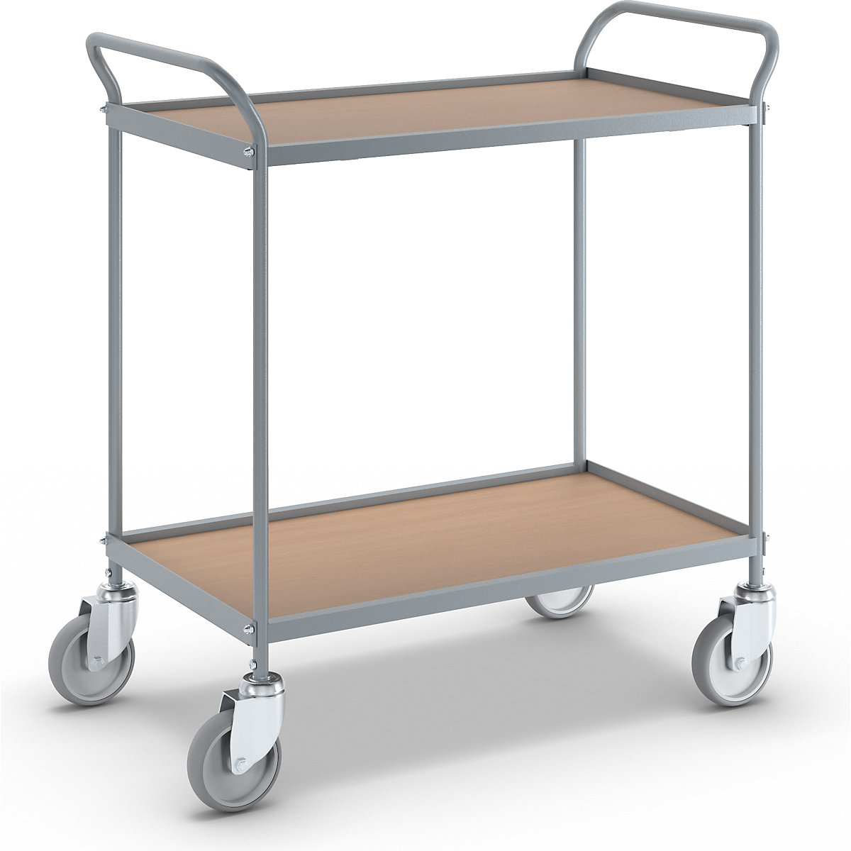 Serving trolley – eurokraft pro, shelf height 590 mm, 2 shelves, with 4 swivel castors, wheel Ø 125 mm-8