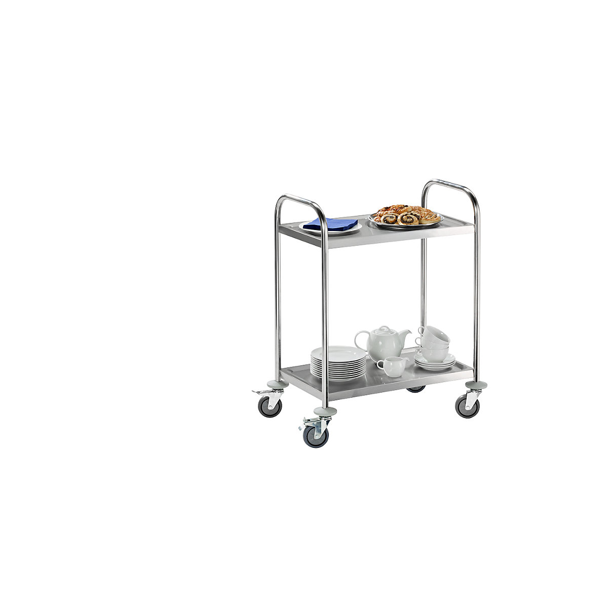 Stainless steel serving trolley – eurokraft basic (Product illustration 16)-15