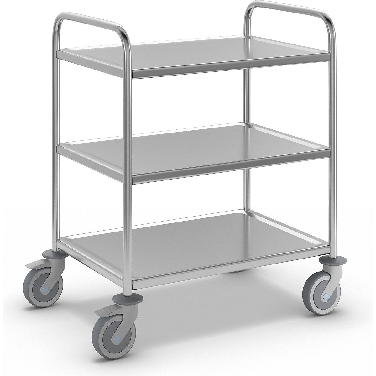 Stainless steel serving trolley – Kongamek, LxWxH 910 x 590 x 965 mm, with 3 shelves-7